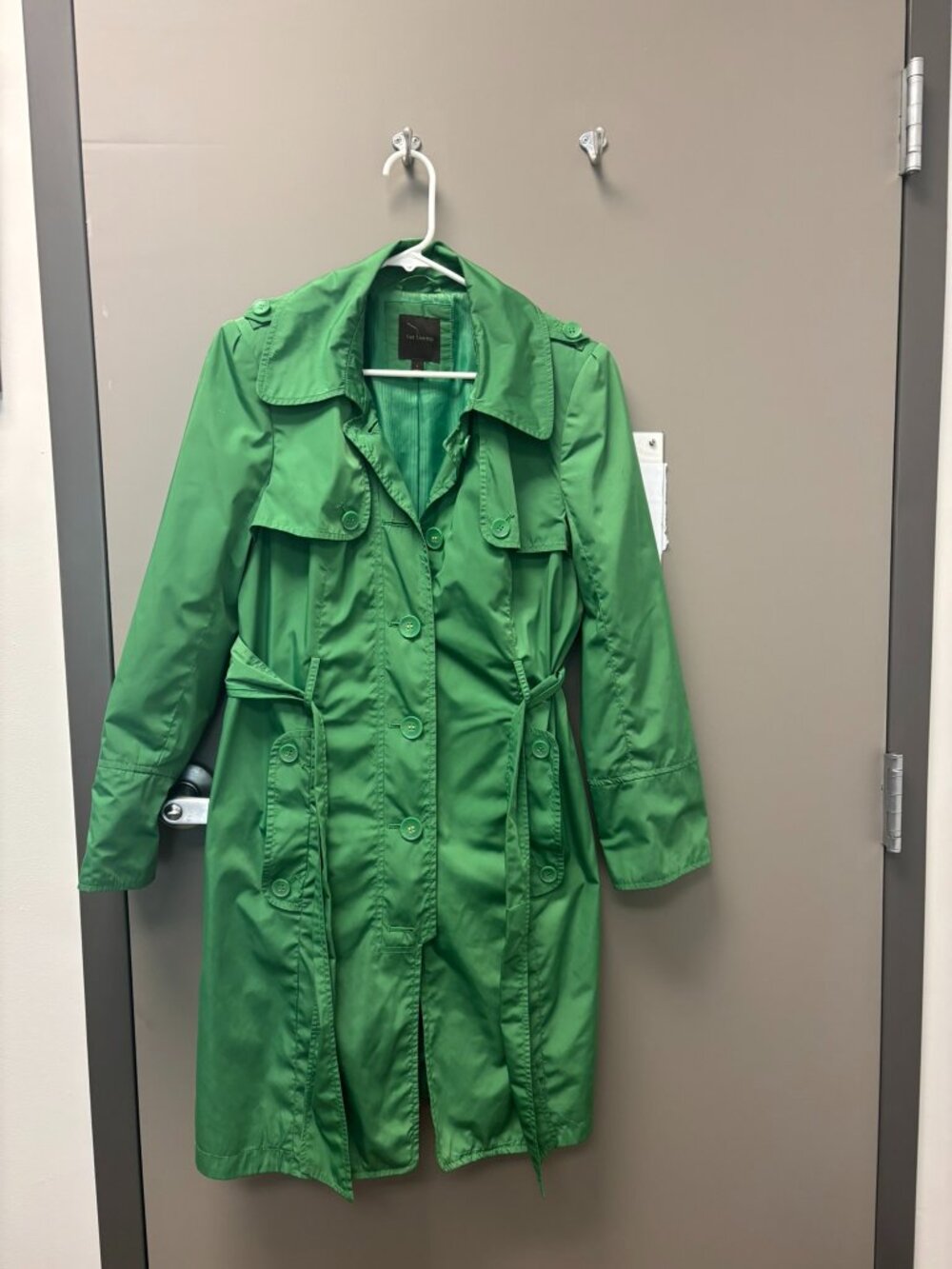 Green belted spring coat from The Limited, large